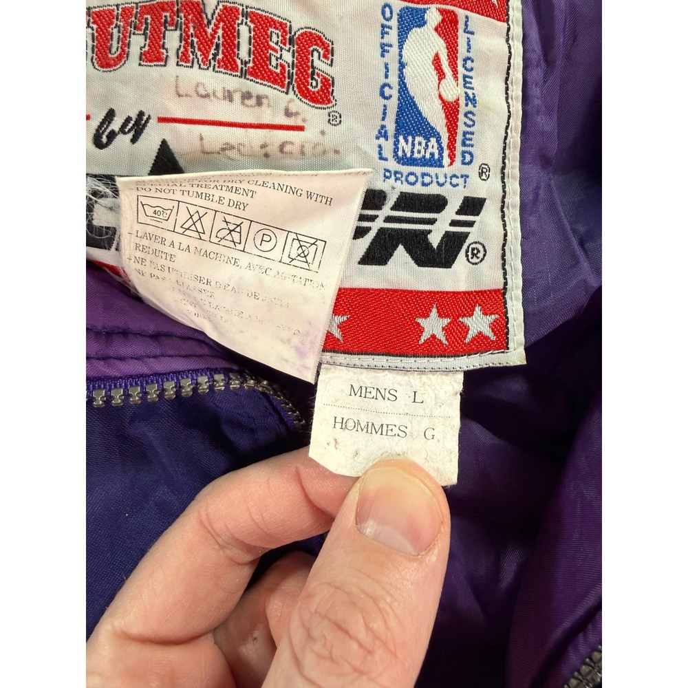 Vintage Nutmeg Charlotte Hornets 1/2 Zip Jacket Mens Large Teal Purple 90s NBA - Picture 14 of 16